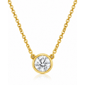14k Yellow Gold and .72 Total Weight Diamond Solitaire Pendant