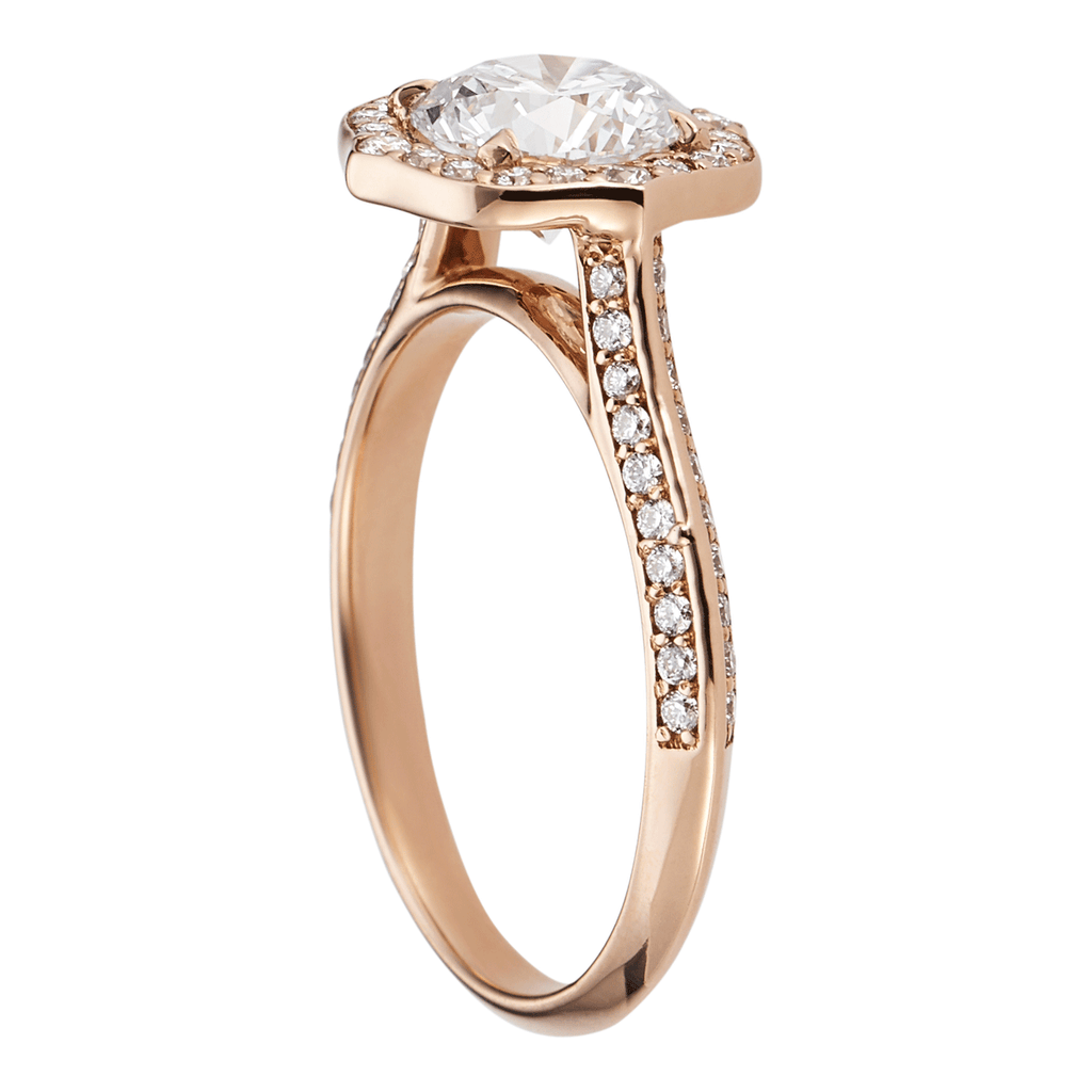18k Rose Gold and .31CT Diamond Octagon Halo Engagement Mounting Ring