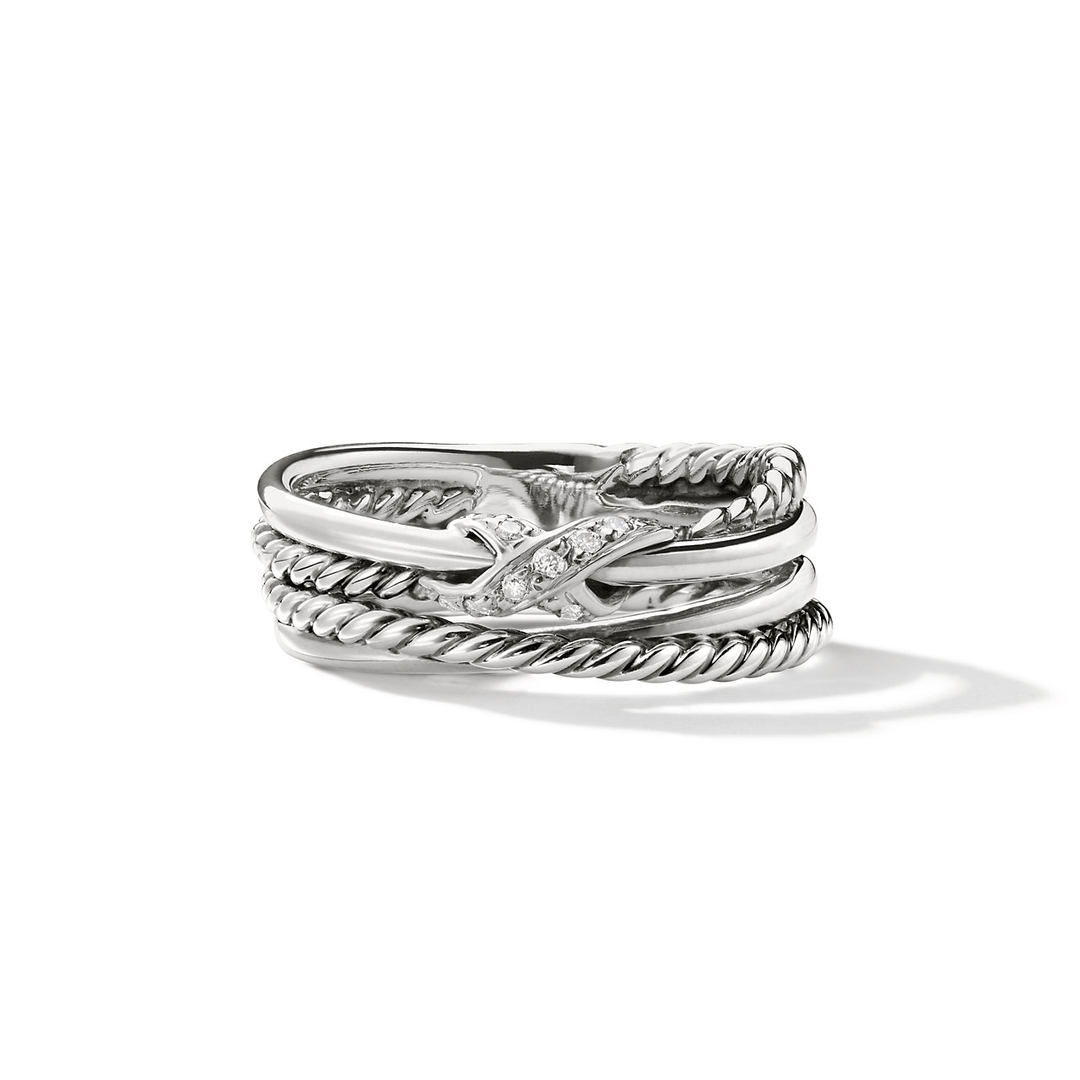 David Yurman X Collection Ring with Diamonds,6mm