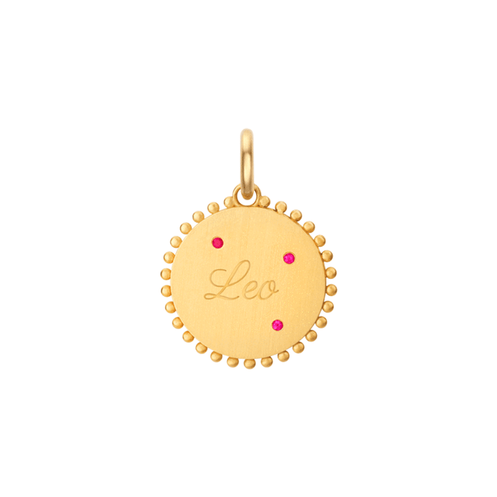 Rondel Jewelry 18k Yellow Gold Ruby Leo Zodiac Charm