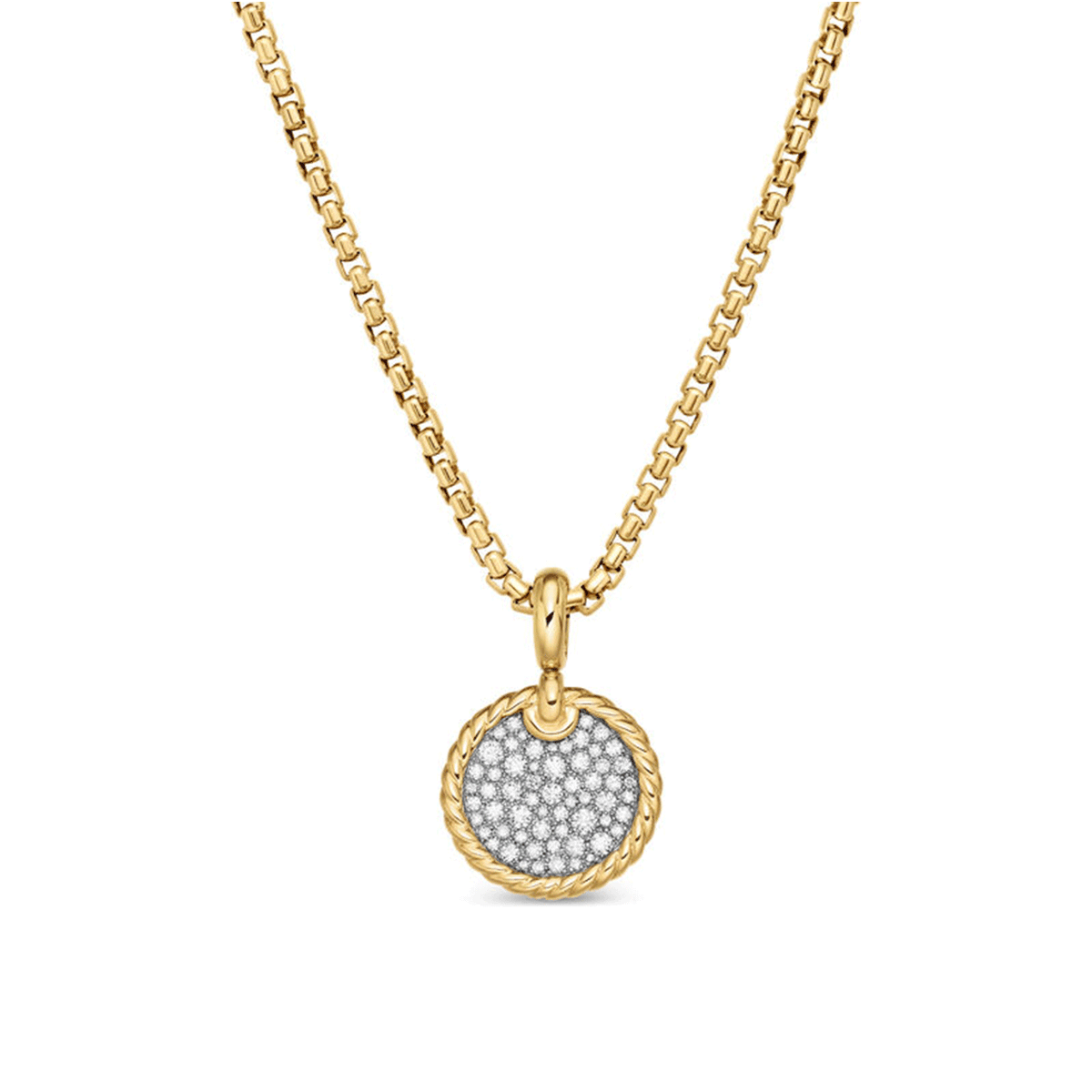 David Yurman Elements Disc Pendant in 18k Yellow Gold with Pavé Diamonds