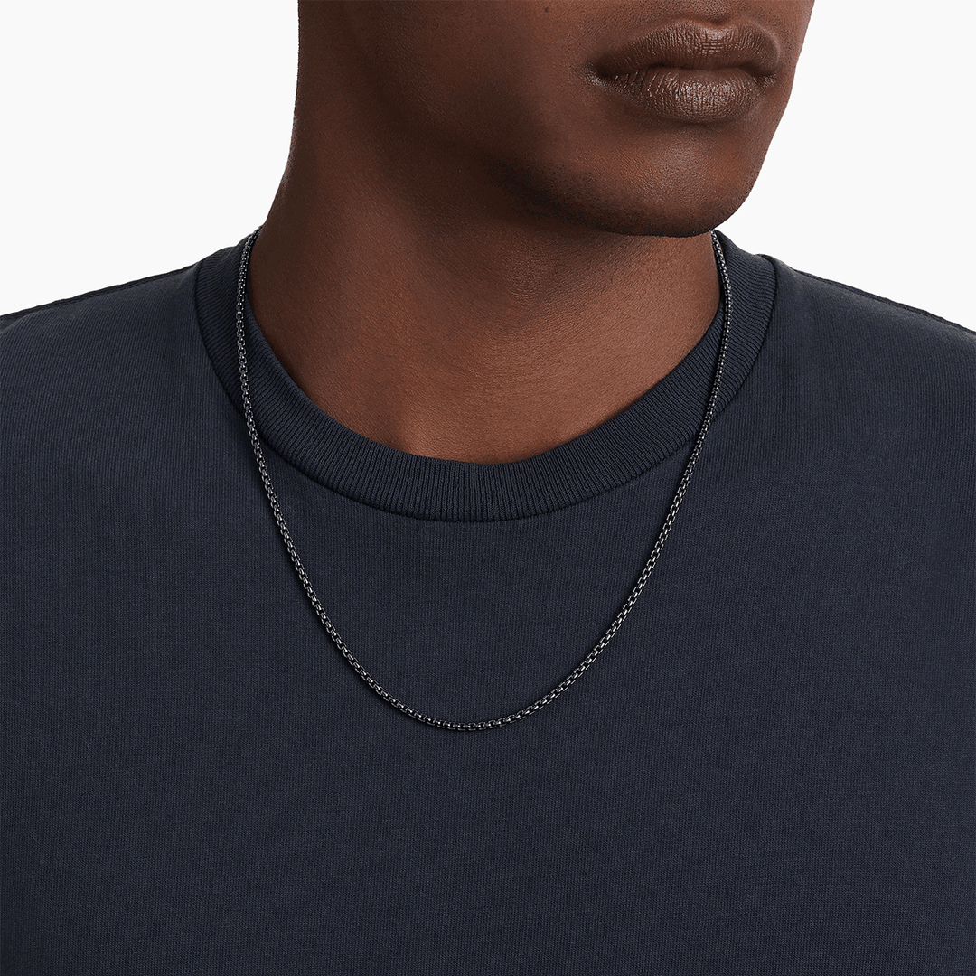 David Yurman Box Chain Necklace in Darkened Stainless Steel, 2.7MM