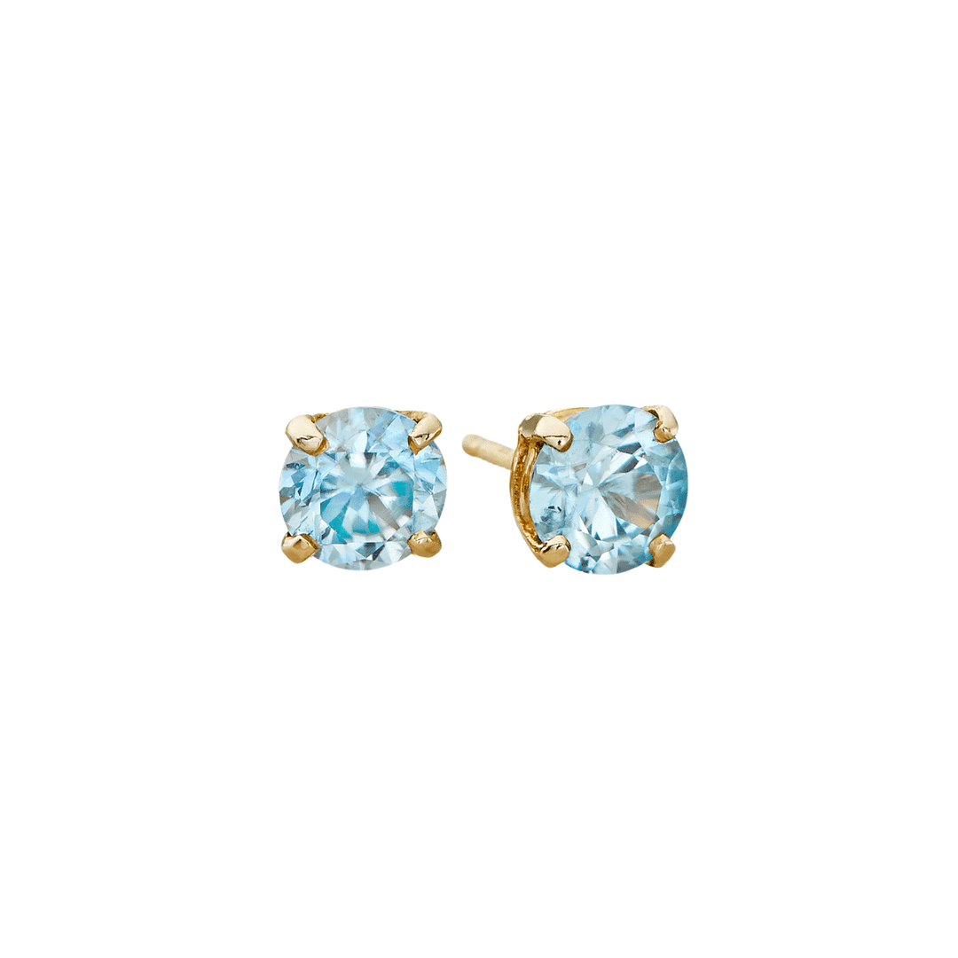14k Yellow Gold and .50 Total Weight Aquamarine Stud Earrings