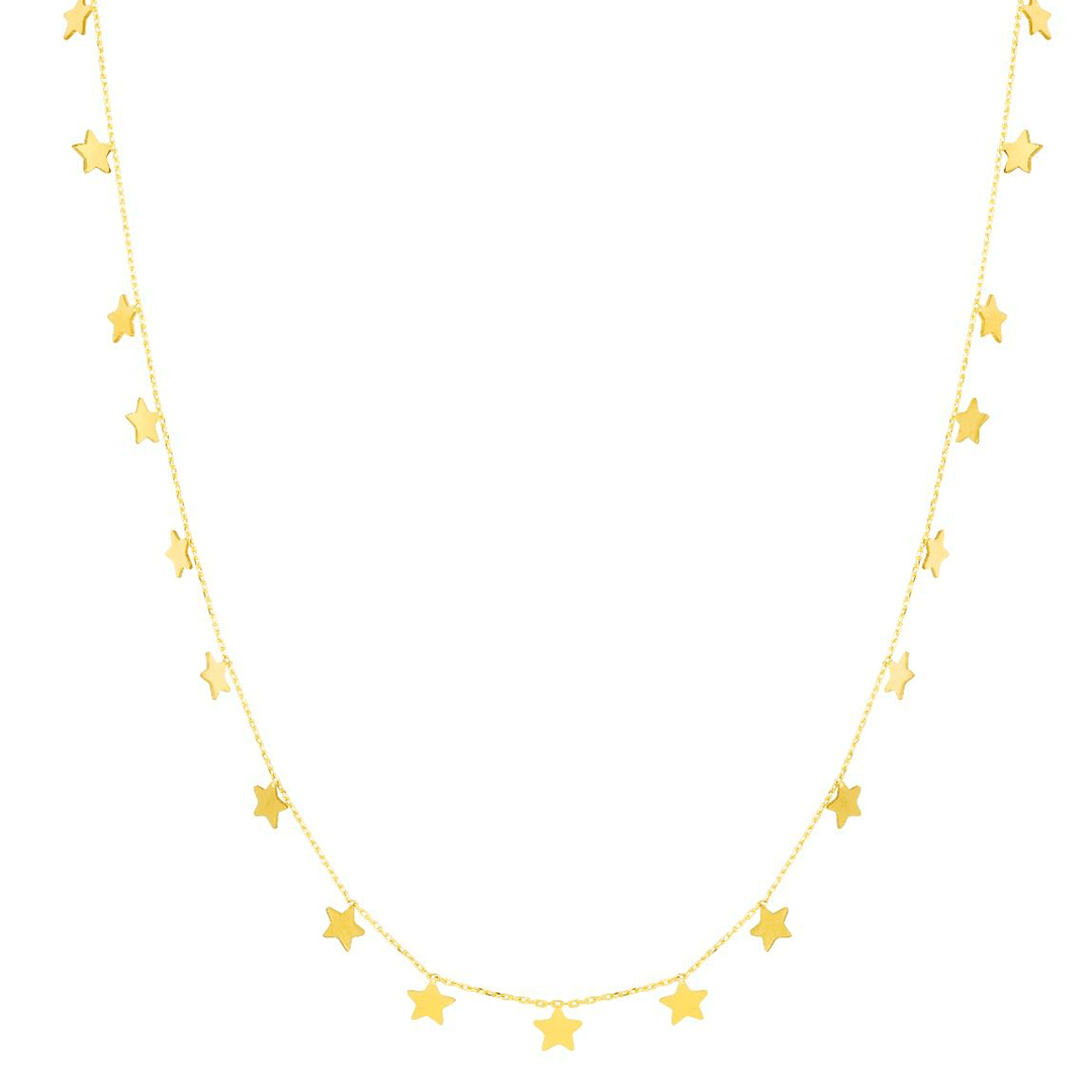 14k Yellow Gold and Multi Star Necklace