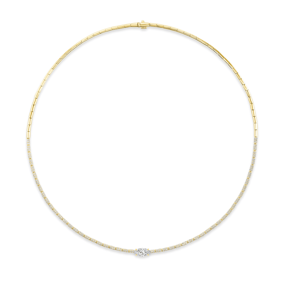 18k Yellow Gold and 2.69 Total Weight  Diamond Necklace