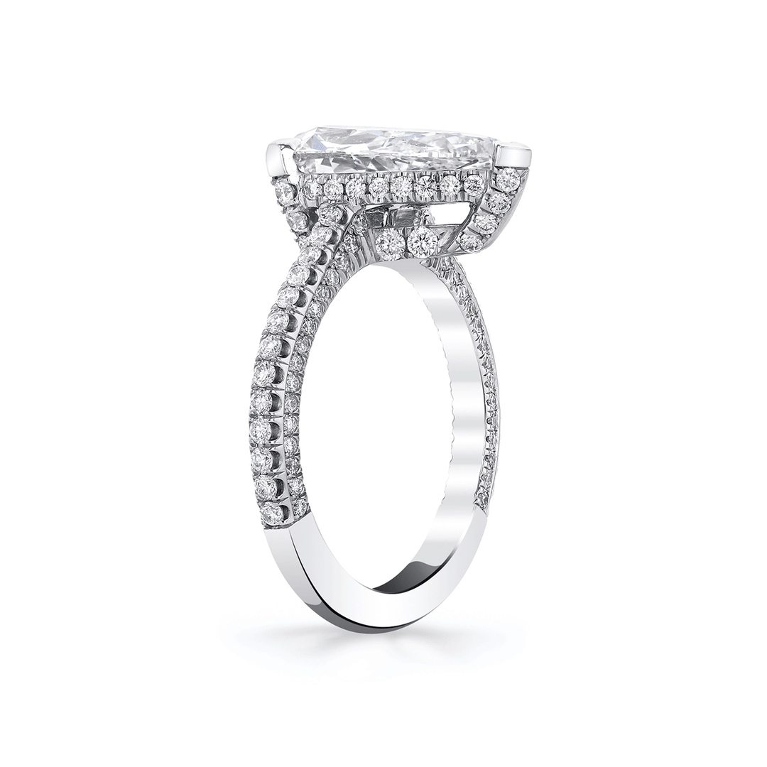 Platinum and 3.05 Total Weight Pear Shape Diamond Engagement Ring