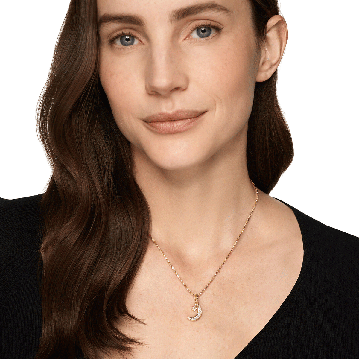 David Yurman Crescent Amulet 18K Yellow Gold with Diamonds, 16.5mm