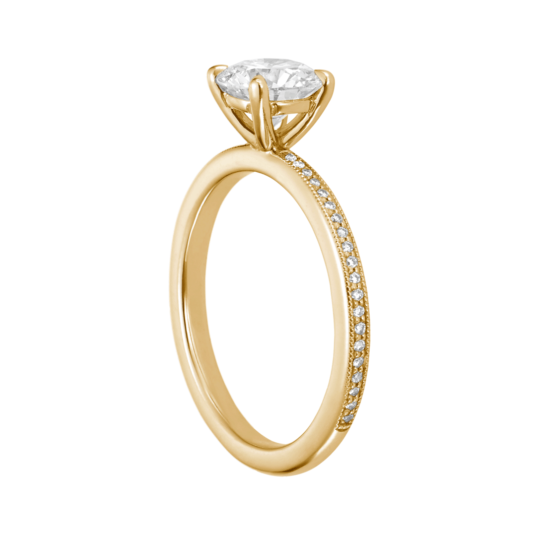 1912 18k Yellow Gold and Diamond Engagement Mounting Ring