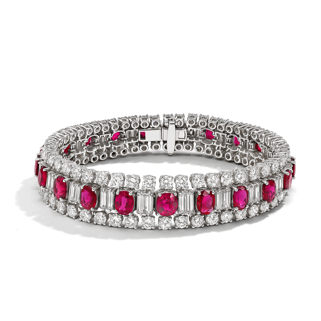 Hamilton Private Reserve Collection Platinum and 18.00 Total Weight Ruby and Diamond Bracelet