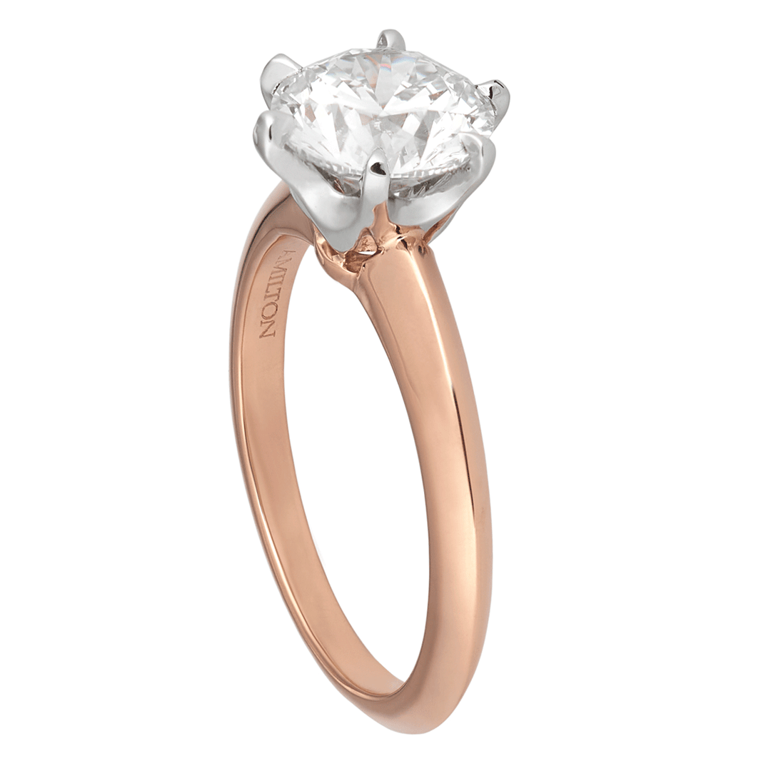 Hamilton Embrace Collection 18k Rose Gold and Engagement Mounting Ring For Round Diamond