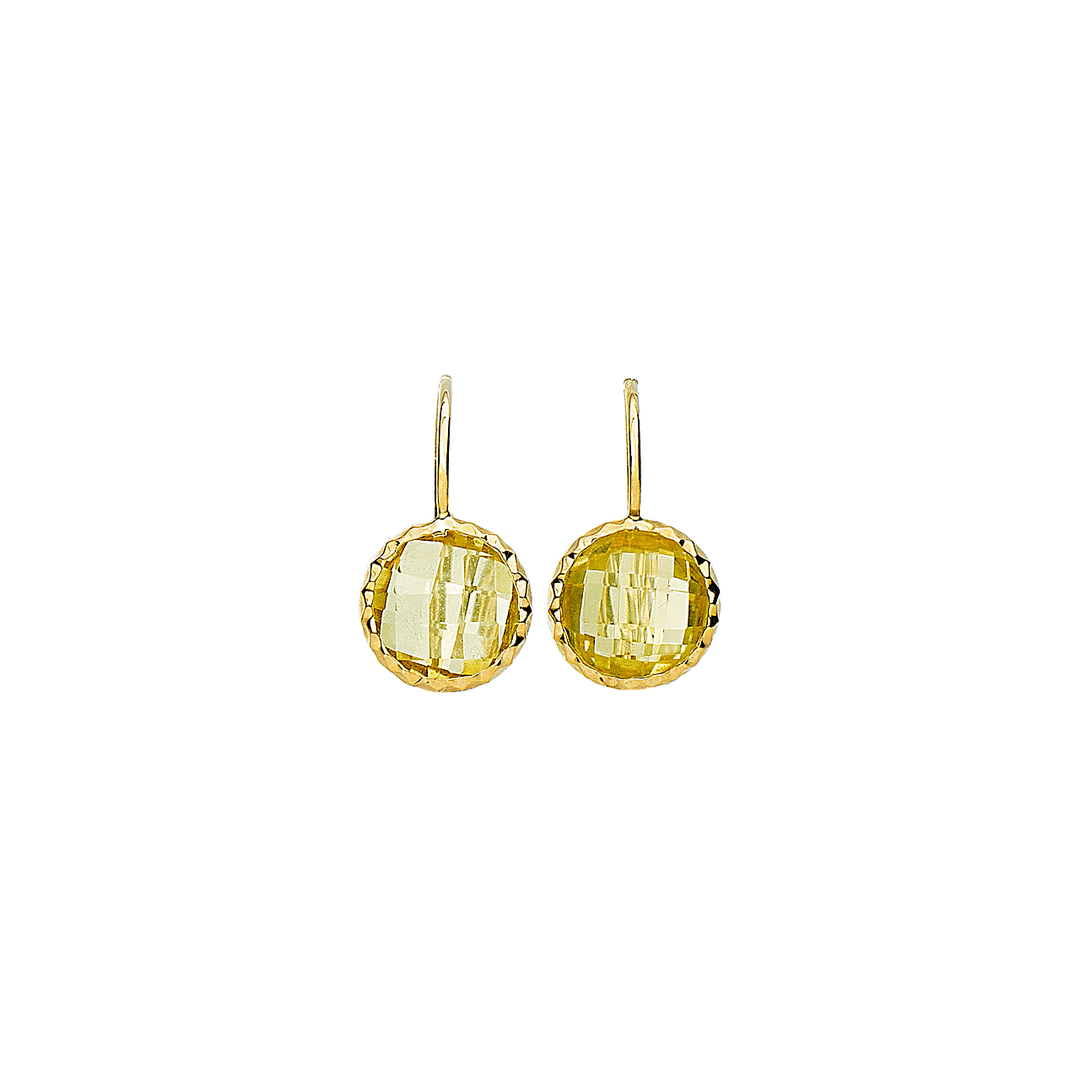 Facets 14k Gold Lemon Quartz Earrings