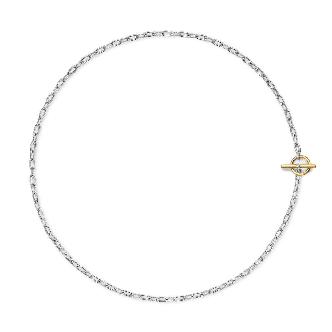 David Yurman DY Madison® Toggle Chain Necklace Sterling Silver with 18K Yellow Gold 17 Inch