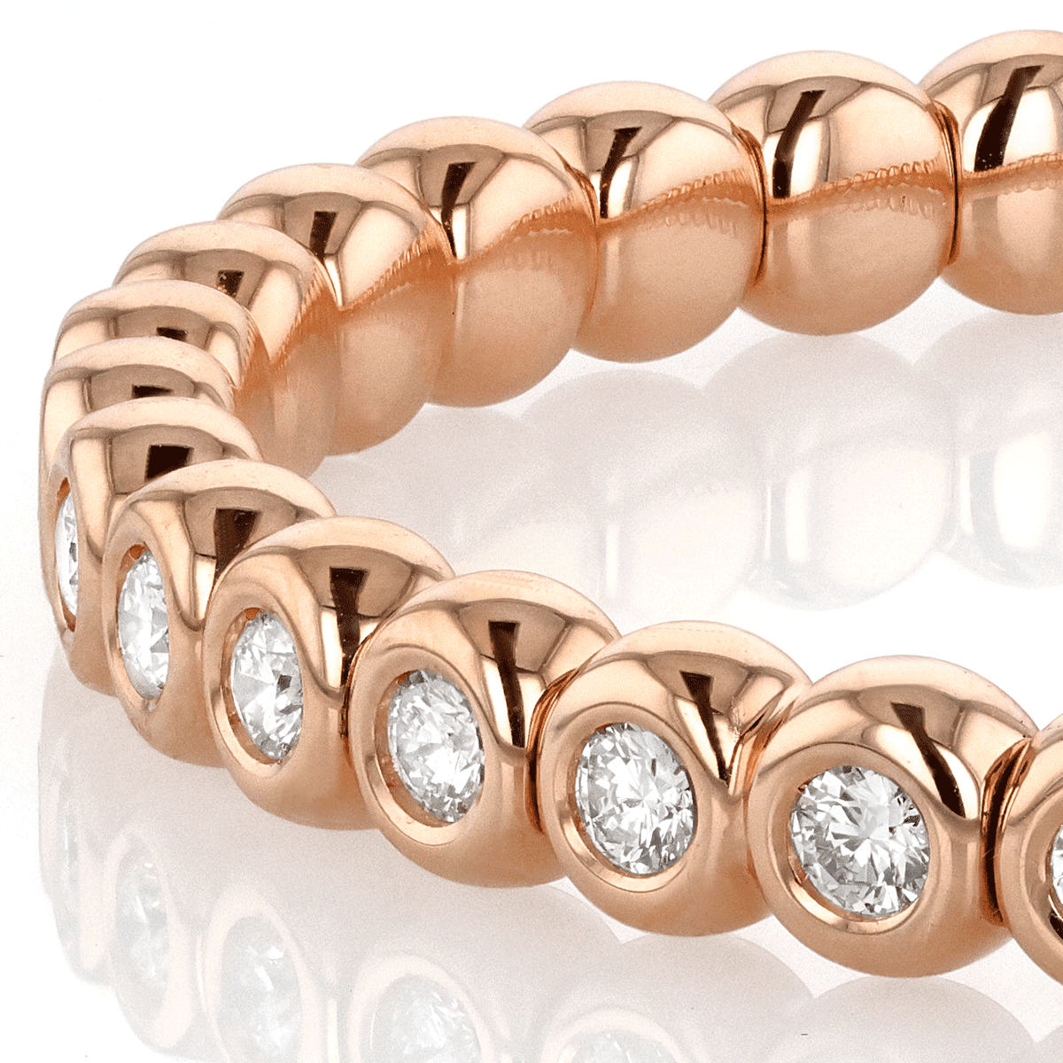 18k Rose Gold and 3.40 Total Weight Diamond Bezel Stretch Bracelet