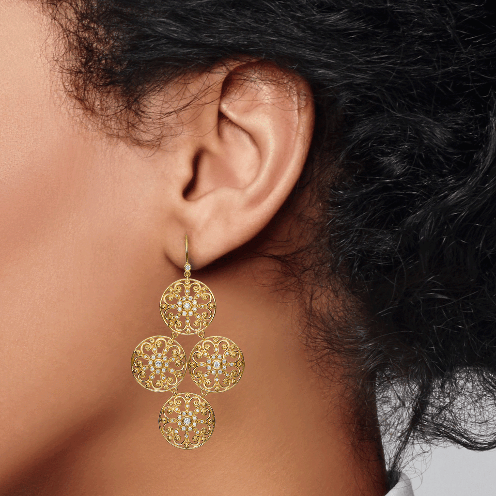 Arabesque 18k Gold and Diamond .83 Total Weight Earrings