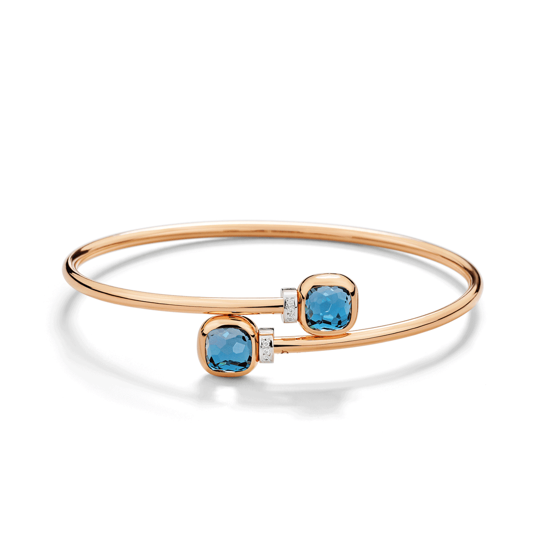 Pomellato Nudo 18k Rose Gold and London Blue Topaz Mini Bangle