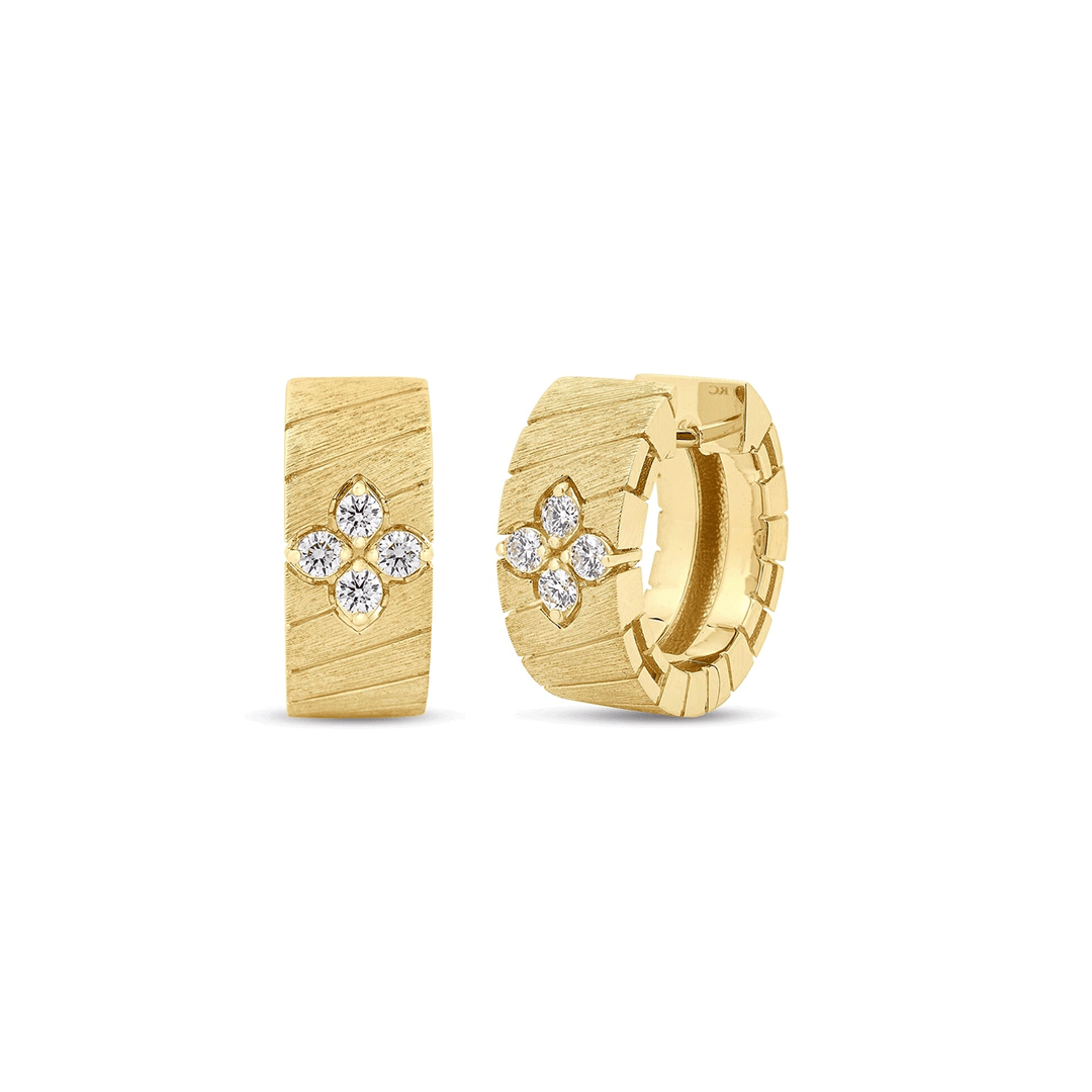 Roberto Coin Love in Verona 18k Yellow Gold and Diamond Hoop Earrings