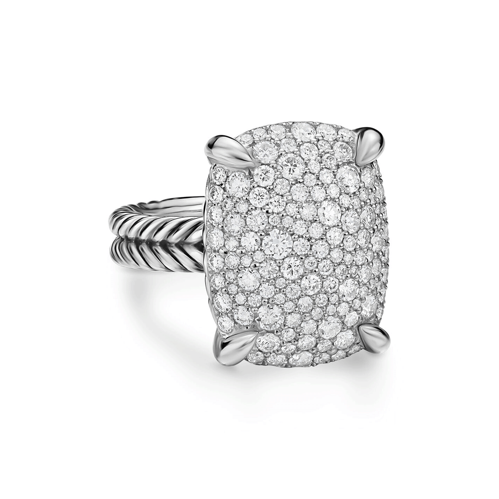 David Yurman Chatelaine® Elongated Ring Sterling Silver with Diamonds, 19mm