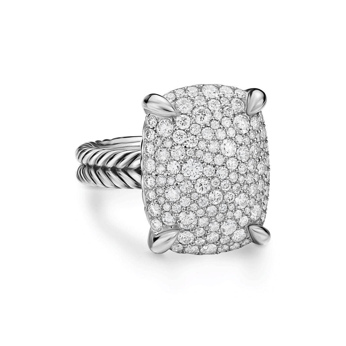 David Yurman Chatelaine® Elongated Ring Sterling Silver with Diamonds, 19mm