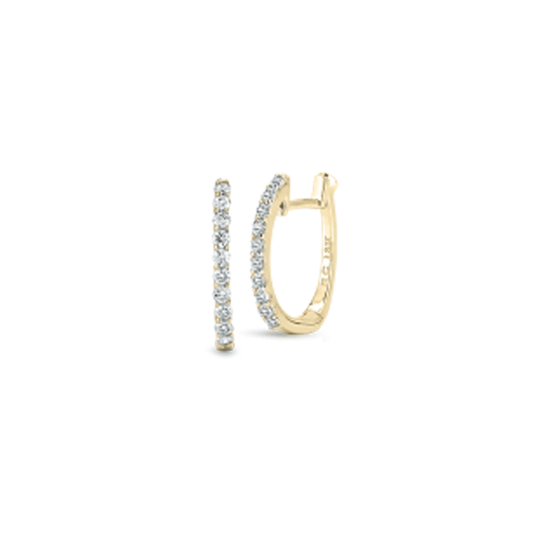 Roberto Coin Perfect 18k Yellow Gold Diamond Hoops 10mm Huggies