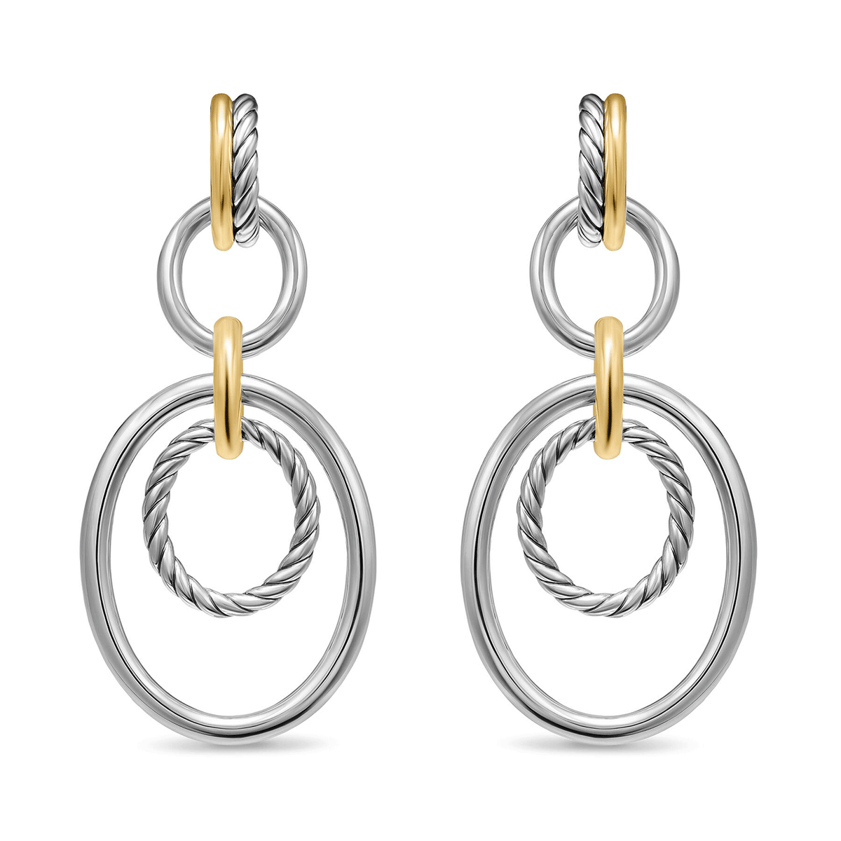 David Yurman DY Mercer® Mobile Drop Earrings Sterling Silver with 18K Yellow Gold, 65.7mm