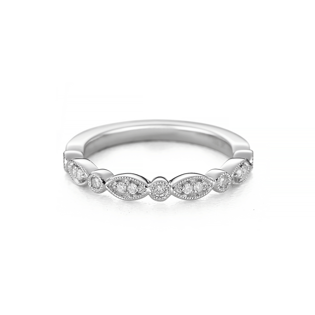 Heritage 18k White Gold and .14 Total Weight Diamond Band