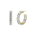 18k Yellow Gold and 4.31 Total Weight Emerald Cut Diamond In and Out Hoops