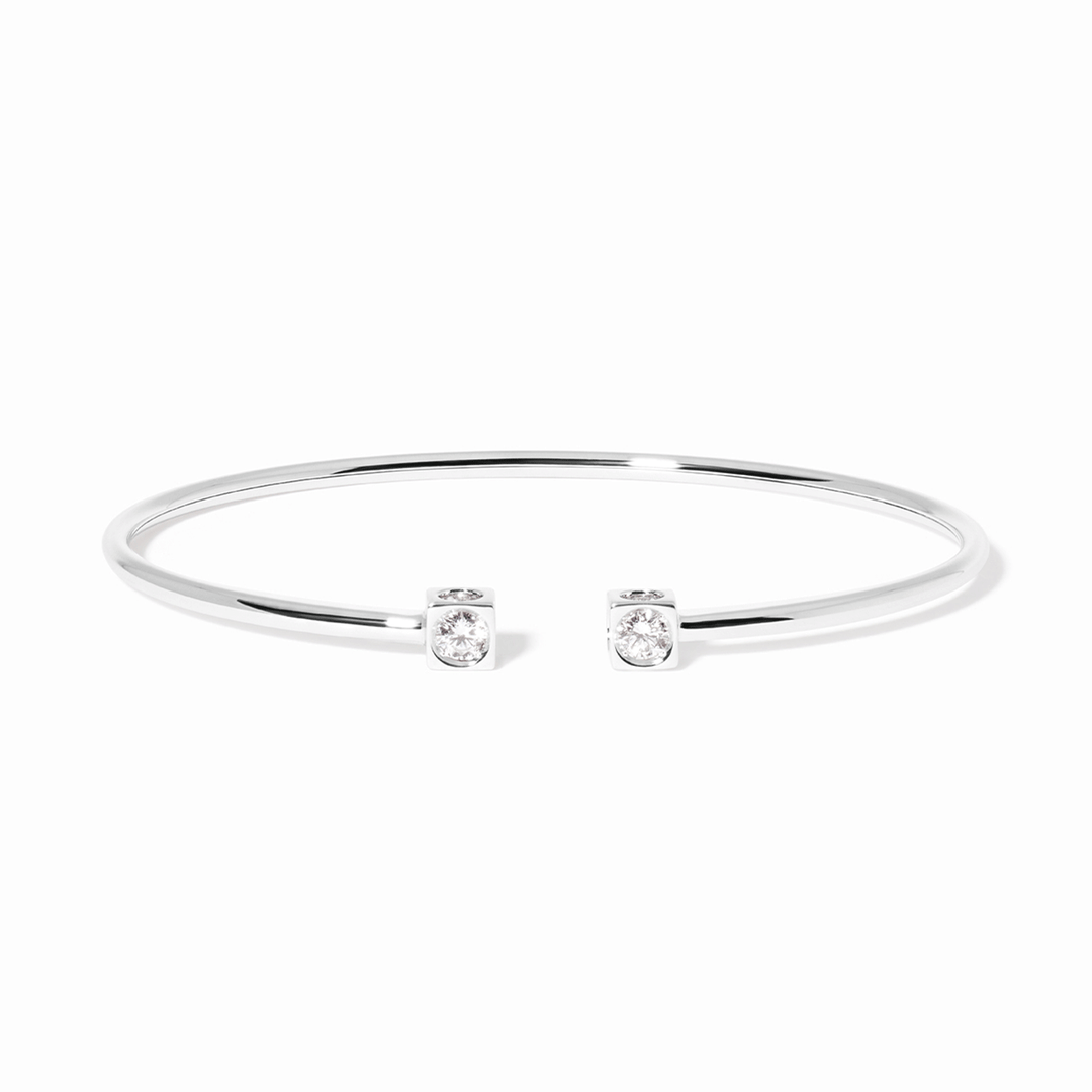 Dinh Van Le Cube 18k White Gold and Diamond Medium Bracelet