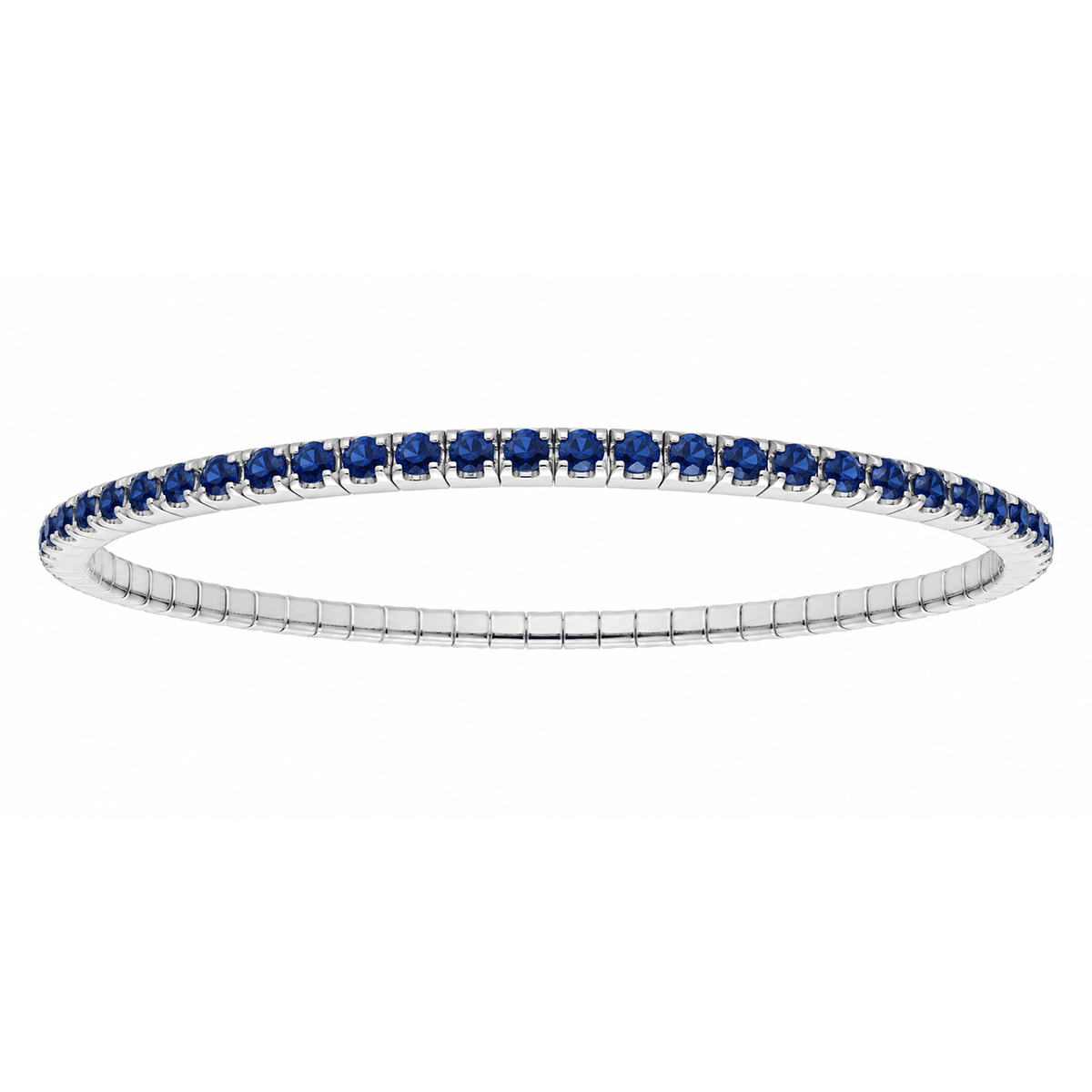 14k White Gold and 4.21 Total Weight Sapphire Expandable Bracelet