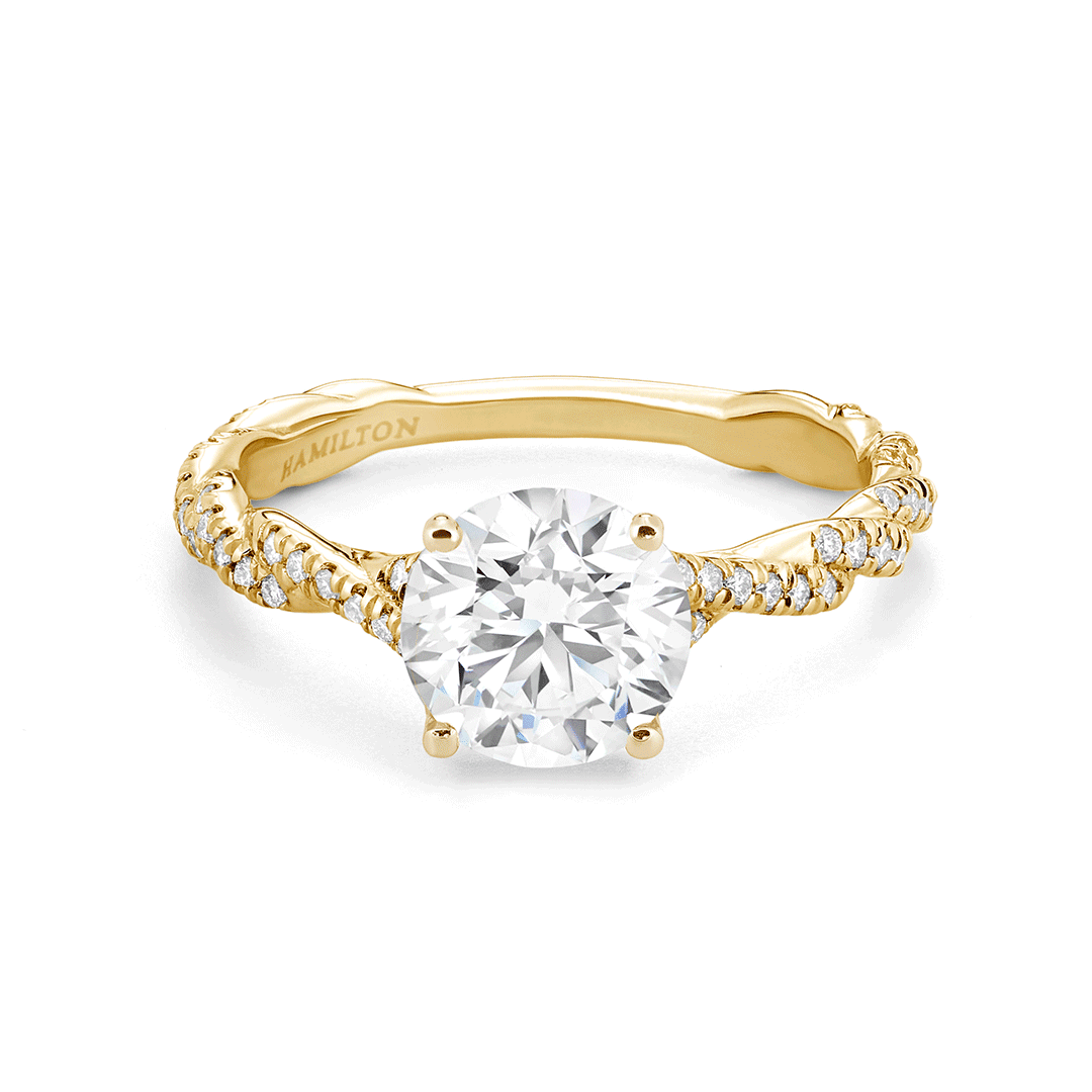 18k Yellow Gold and .23 Total Weight Full Twist Mounting Ring