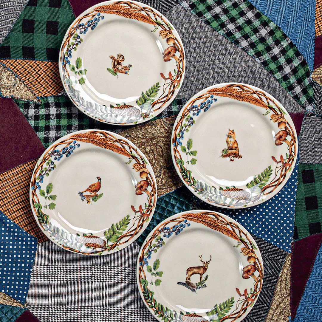 Juliska Forest Walk Dessert/Salad Plate, Assorted Set of 4
