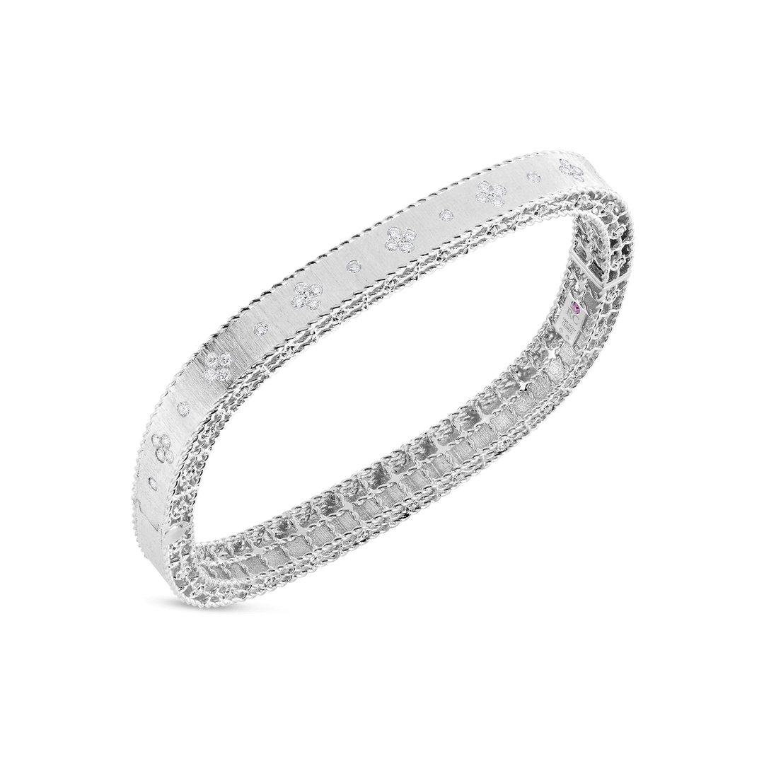 Roberto Coin Princess 18k White Gold and Diamond Bangle Bracelet