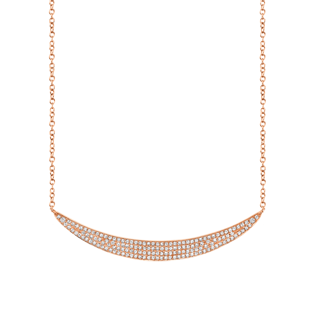 14k Rose Gold Crescent Diamond .42 Total Weight Necklace
