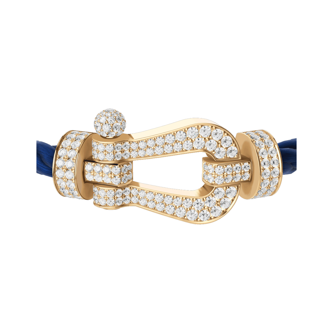 FRED Force 10 Navy Cable with 18k Yellow Gold Extra LG Full Pave Diamond Buckle, Exclusively at Hamilton Jewelers