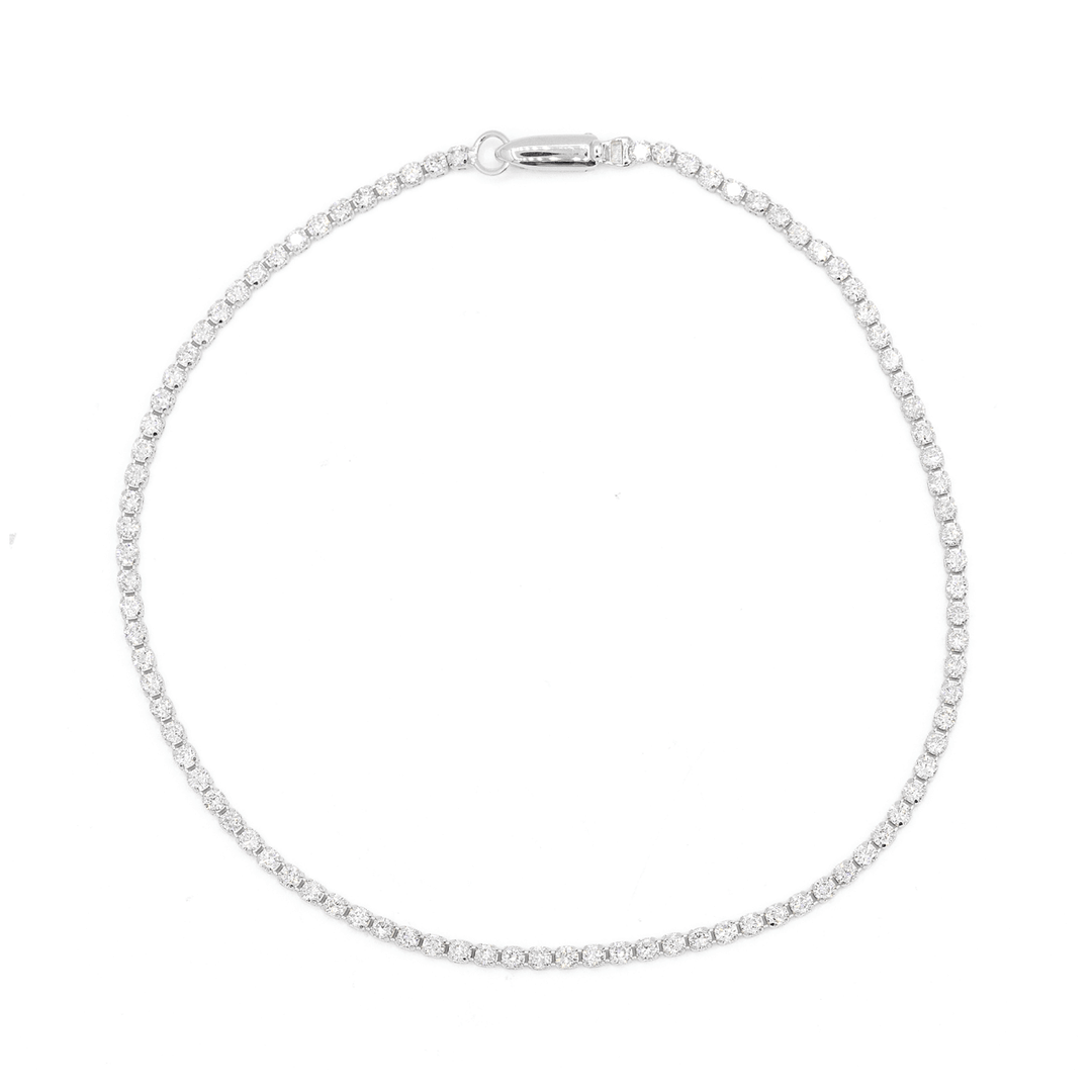 14k White Gold and Diamond 1.20 Total Weight Straight Line Bracelet