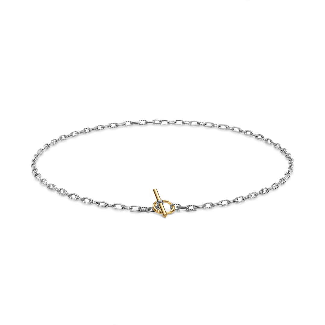 David Yurman DY Madison® Toggle Chain Necklace Sterling Silver with 18K Yellow Gold 17 Inch