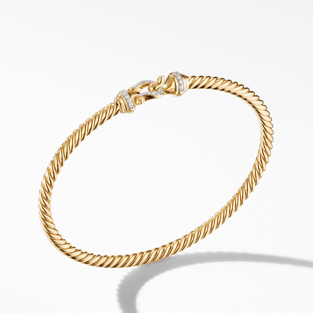 David Yurman Cable Buckle Collection Bracelet in 18k Yellow Gold with Diamonds
