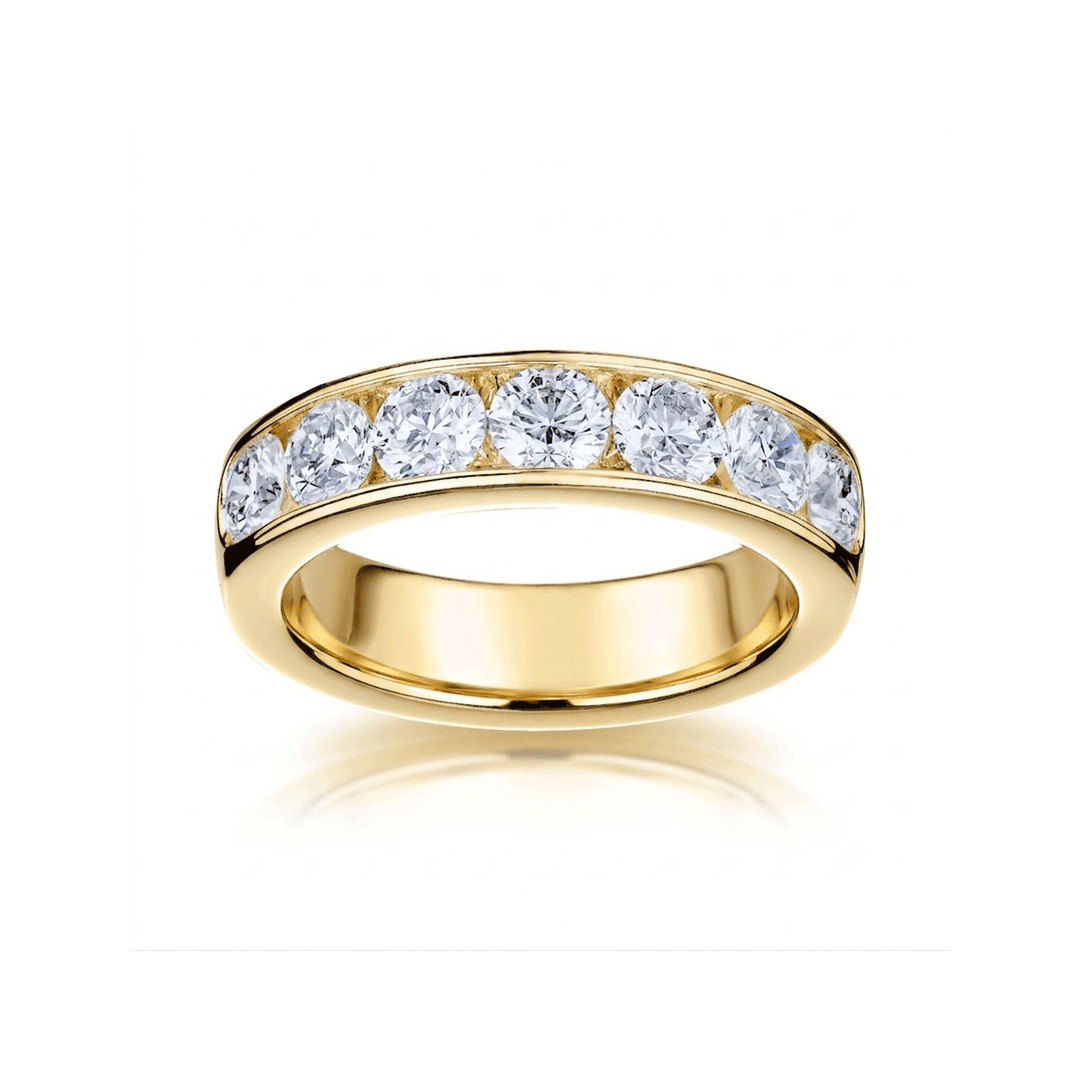 18k Yellow Gold and 1.75 Total Weight Round Diamond Band