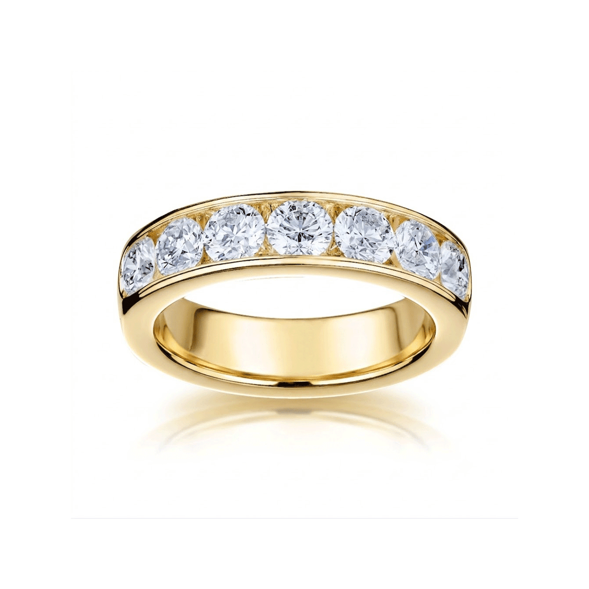 18k Yellow Gold and 1.75 Total Weight Round Diamond Band