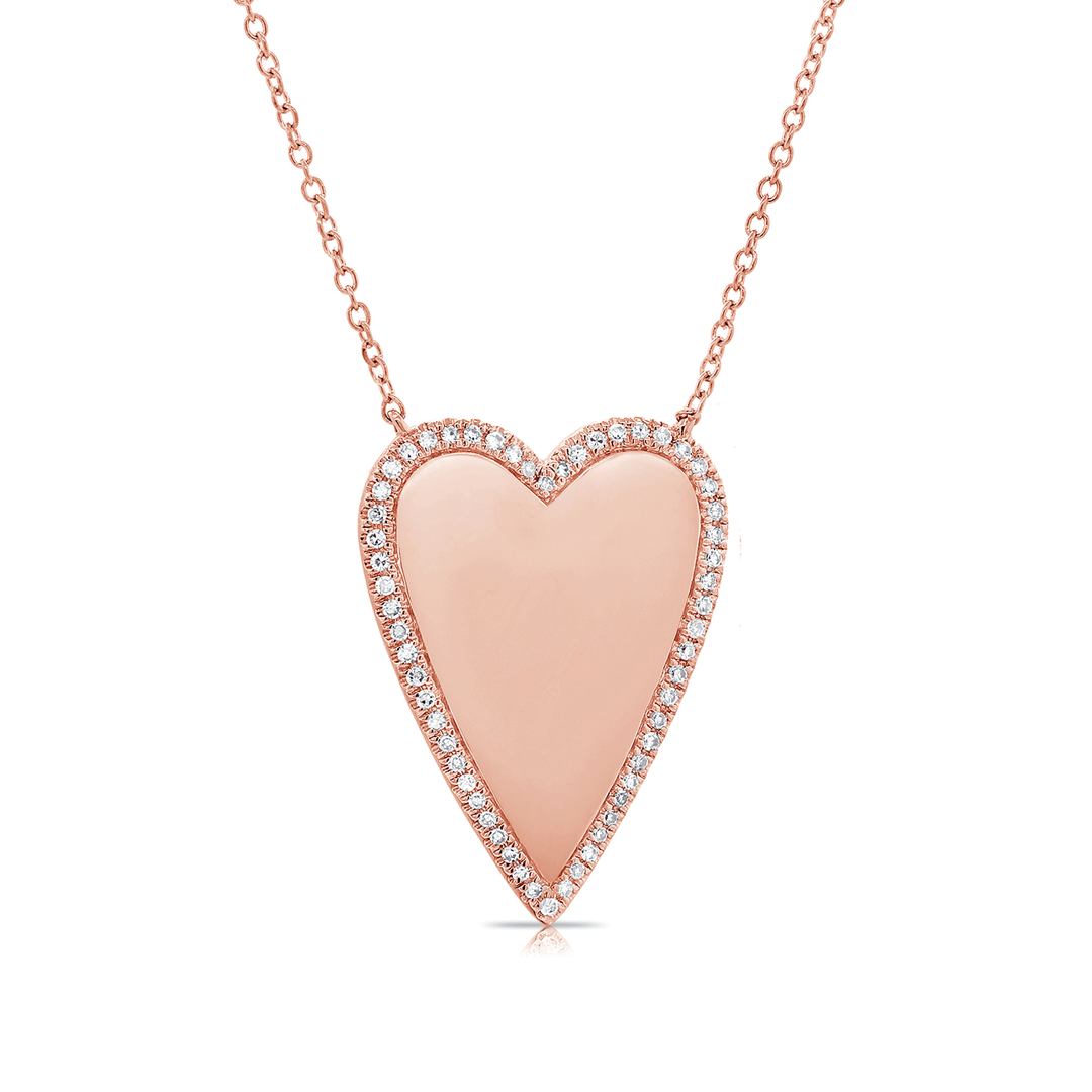 14k Rose Gold and Diamond .14 Total Weight Heart Pendant