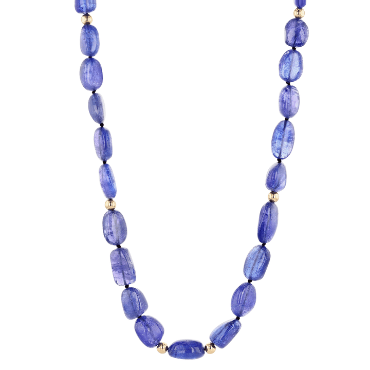 14k Yellow Gold and Tanzanite Bead Necklace