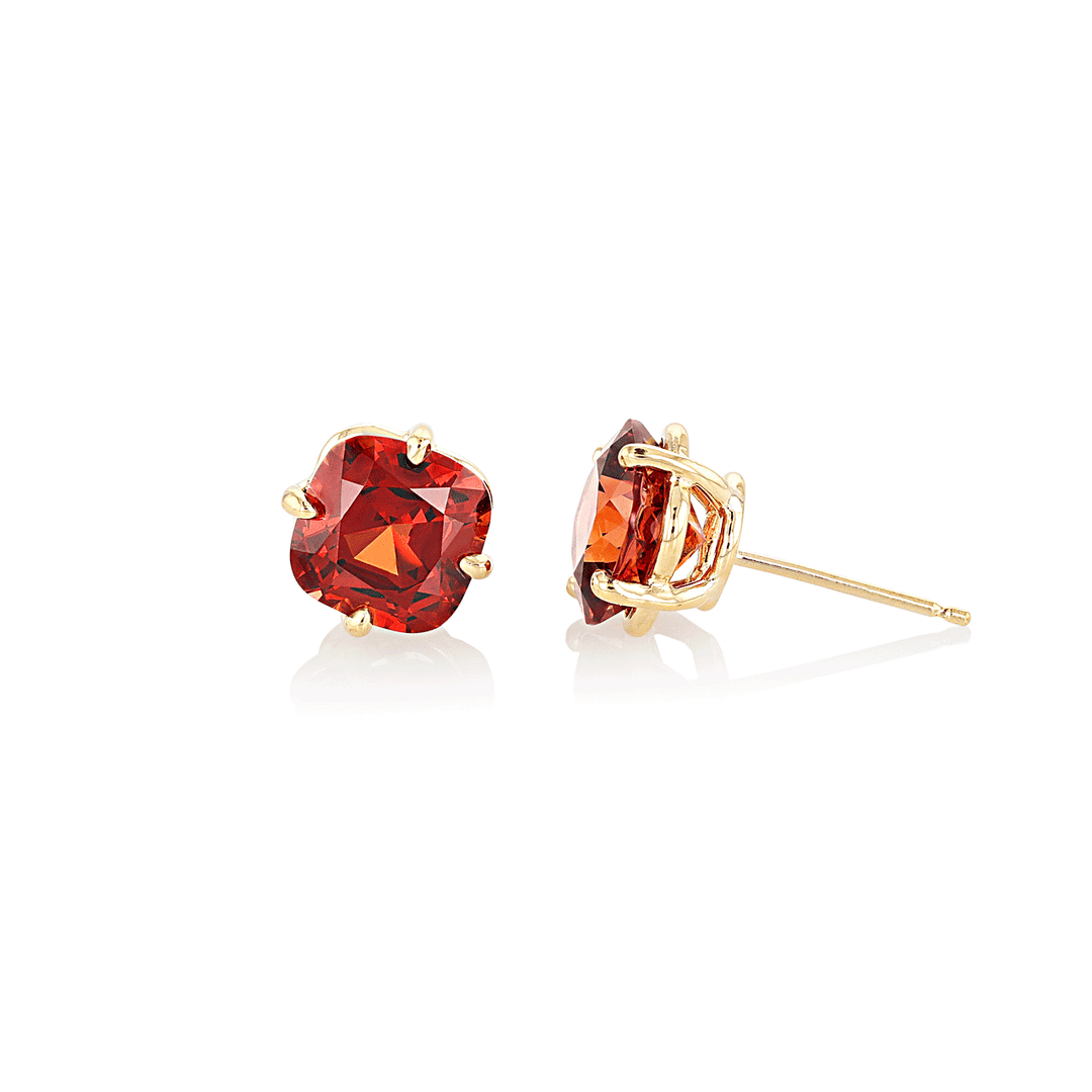 Hamilton Caroline Collection 18k Yellow Gold and Malaya Garnet Stud Earrings