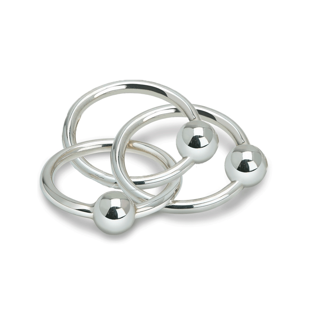 Sterling Silver 3 Ring Teether Rattle