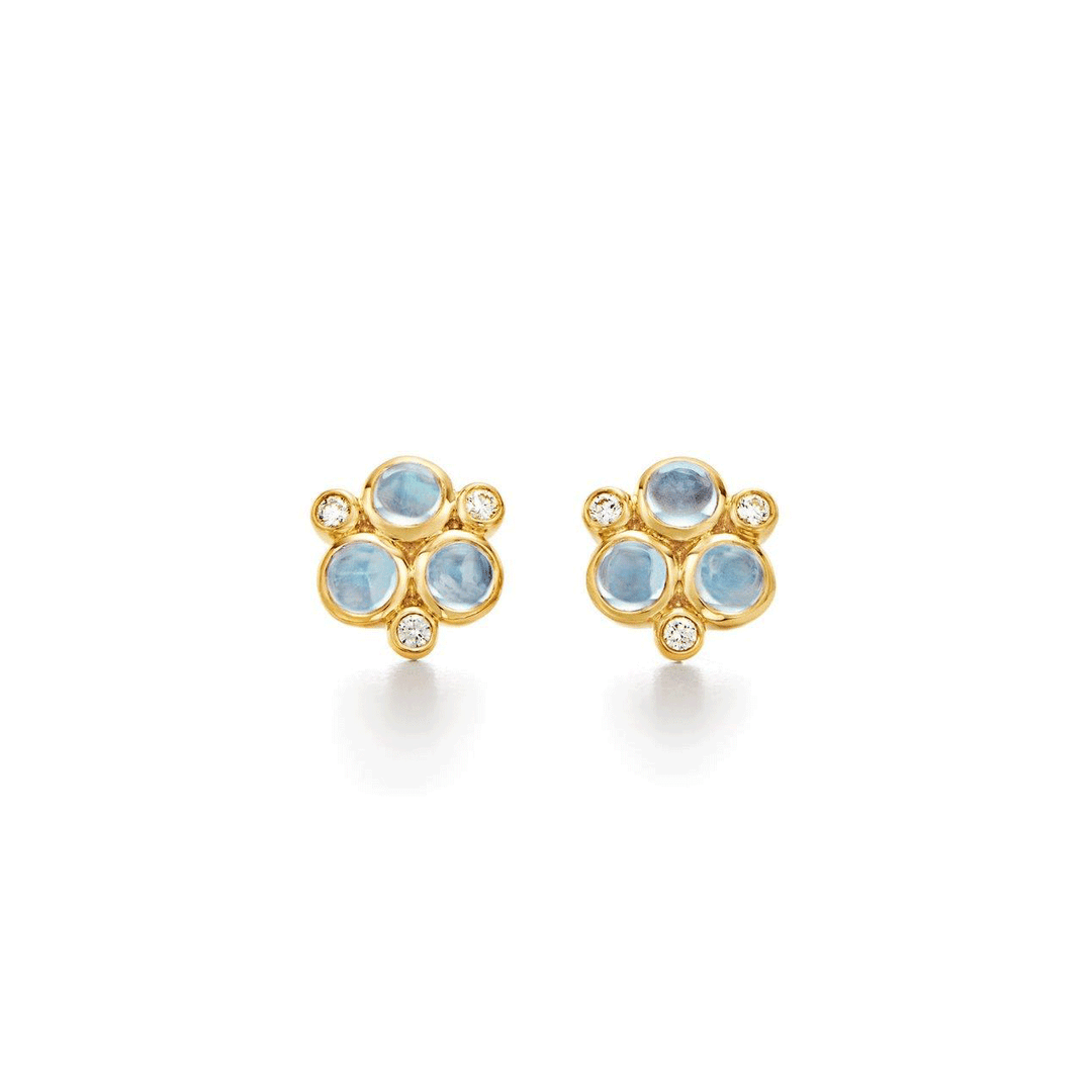 Temple St. Clair 18k Yellow Gold Blue Moonstone Trio Earrings