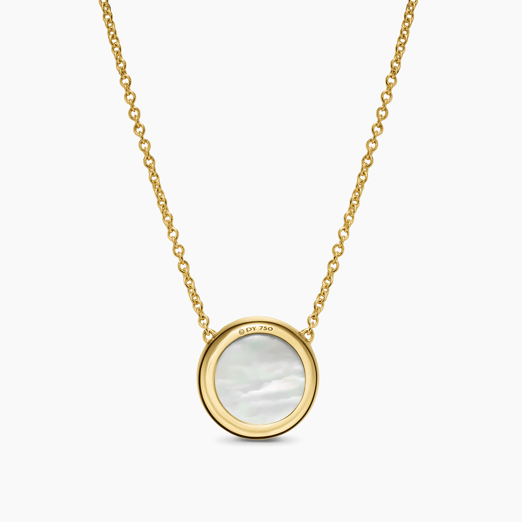 David Yurman Sculpted Cable Pendant Necklace 18K Yellow Gold with Mother of Pearl