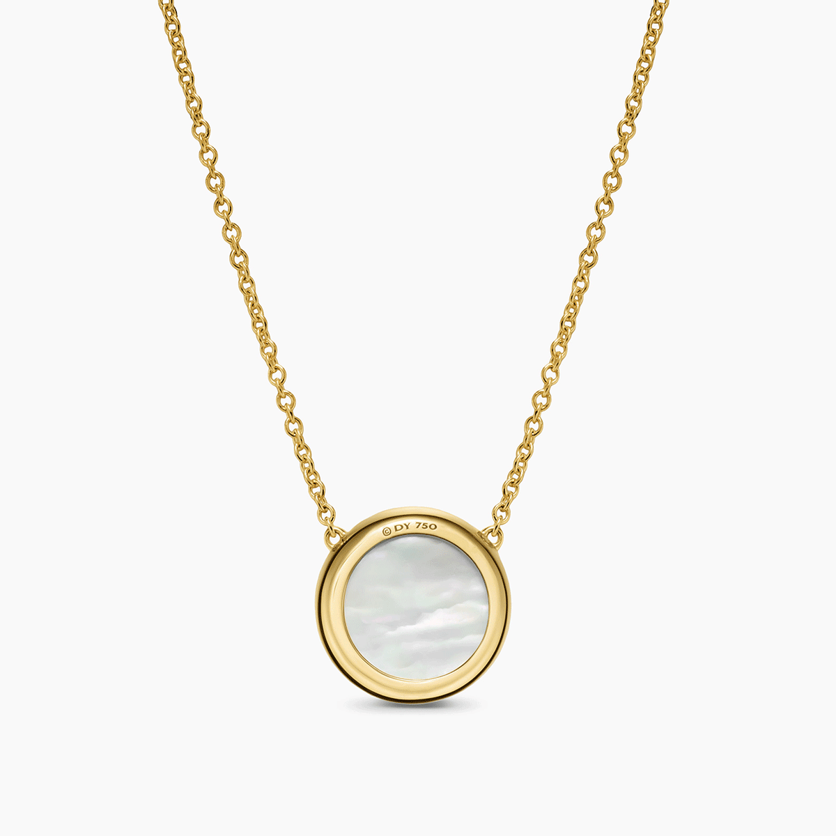 David Yurman Sculpted Cable Pendant Necklace 18K Yellow Gold with Mother of Pearl