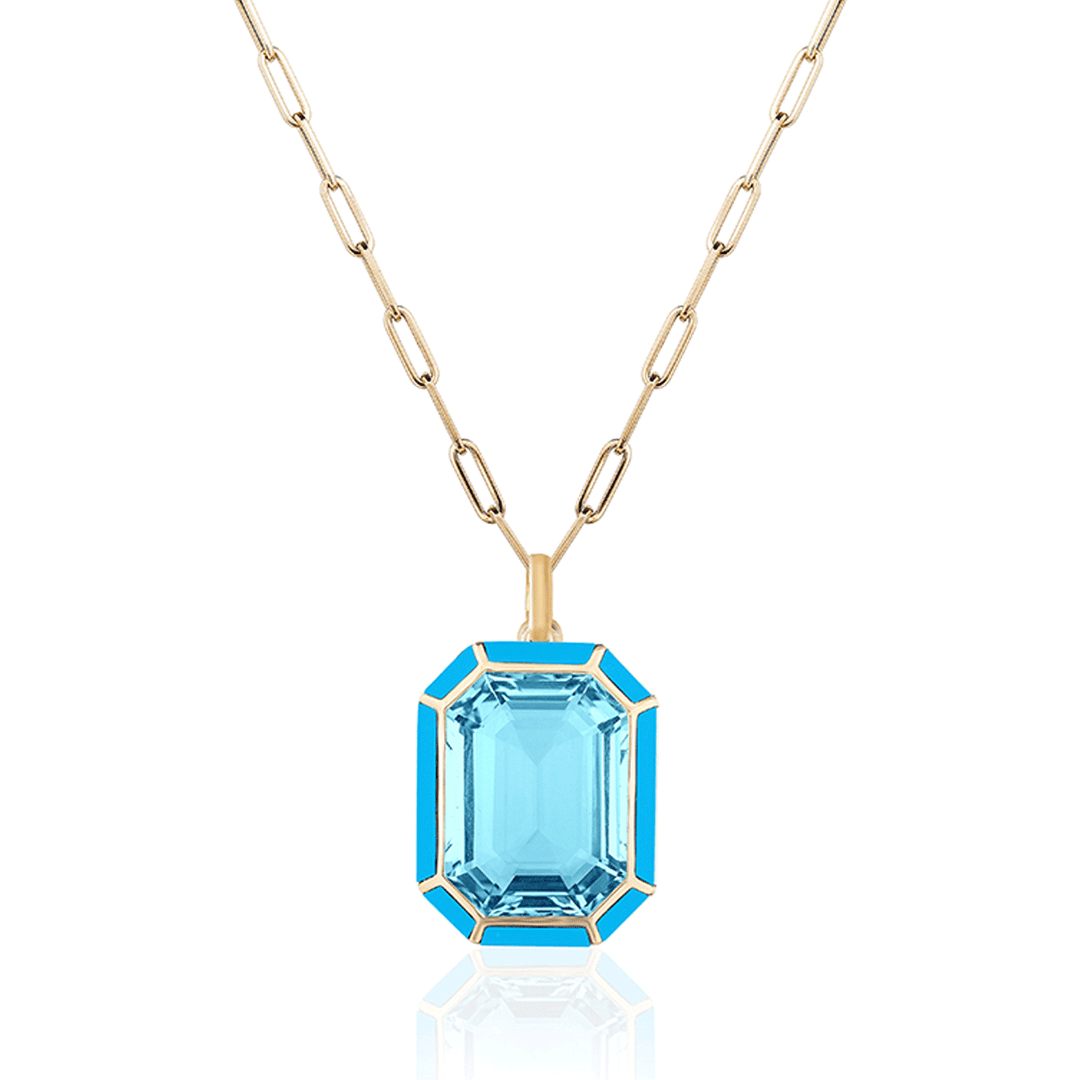 Goshwara Melange 18k Yellow Gold and Blue Topaz Pendant