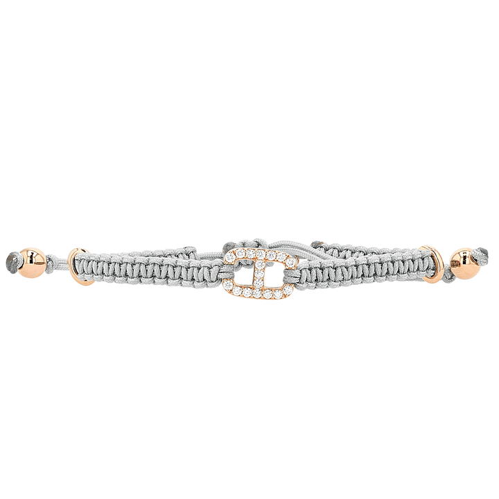 18k Rose Gold and Diamond Grey Cord Bracelet