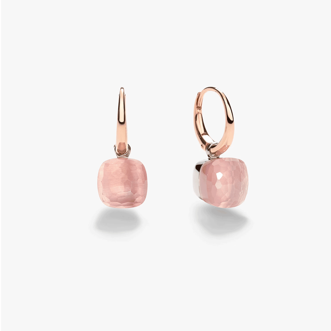 Pomellato Nudo Petit 18k Rose Gold White Gold and Rose Quartz Earrings