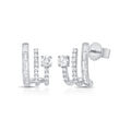 14k White Gold and 0.69 Total Weight Diamond Three Row Earrings
