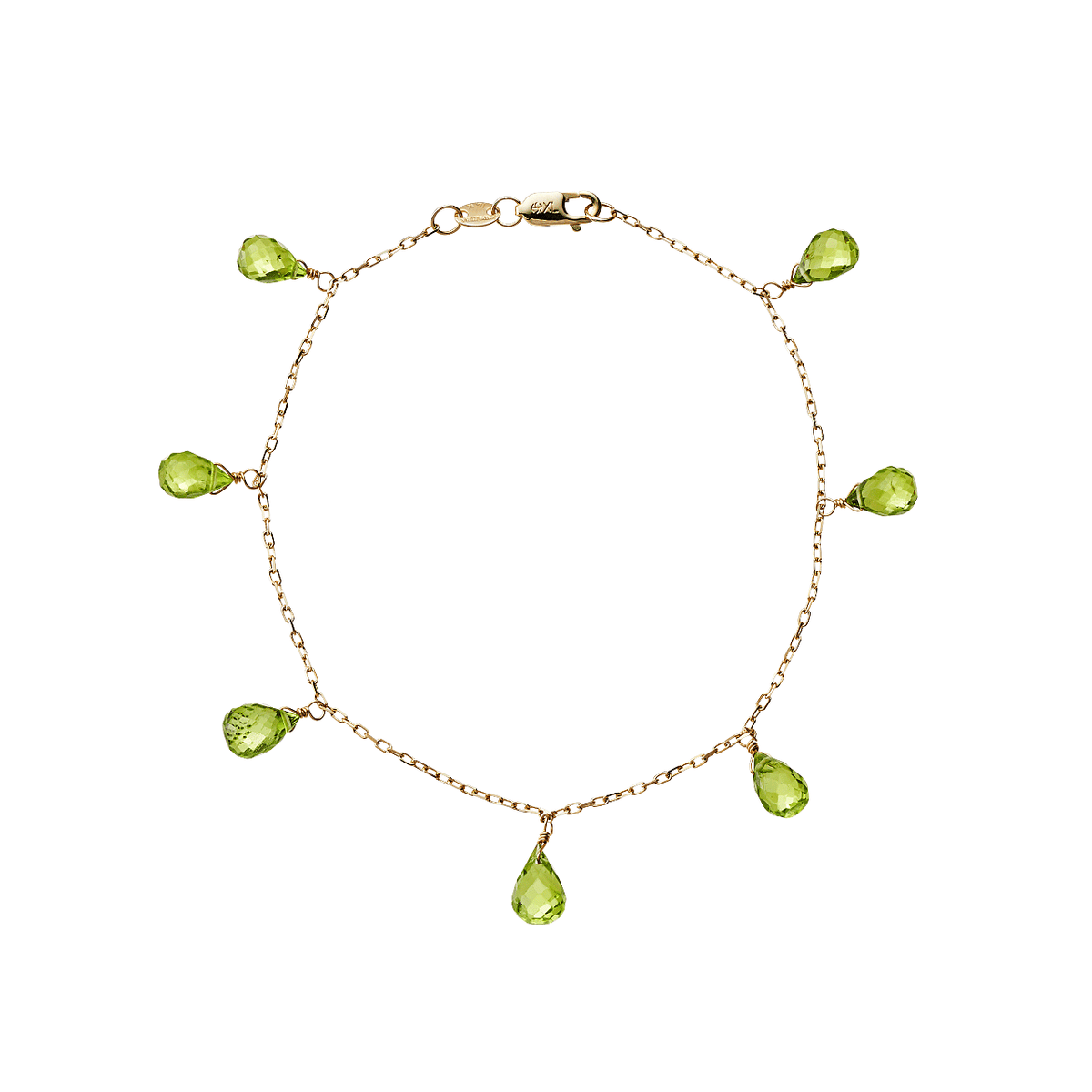 Calypso 14k Gold Peridot Drop Bracelet